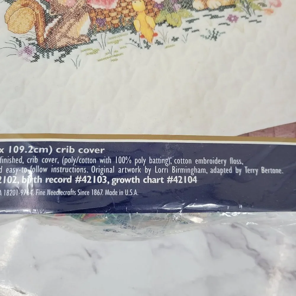Bucilla Baby Stamped Cross Stitch Kit 42101 Rabbit  New Little One Crib Cover